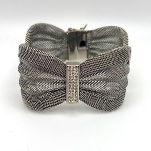 Stainless Steel Silver Crystal Mesh Clasp Bracelet